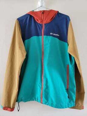 Columbia Colorblock Lightweight Windbreaker Jacket in Blue and Orange M